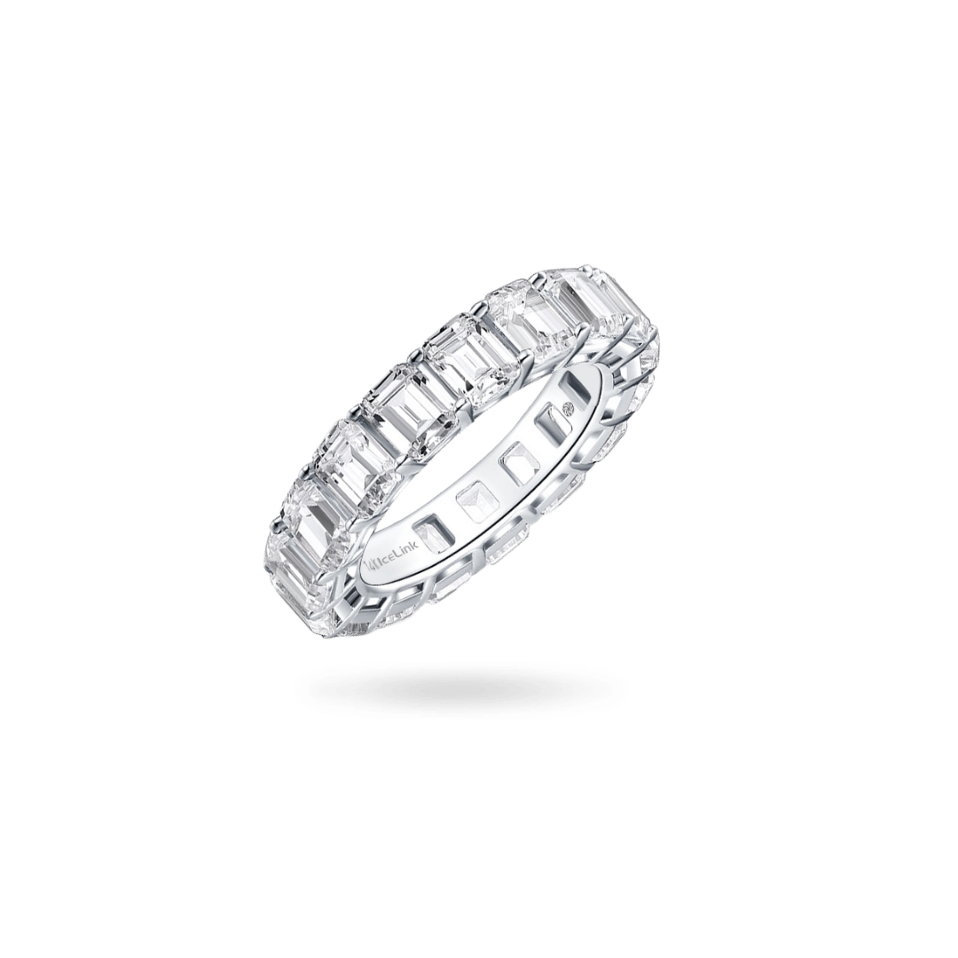 14K Emerald Cut Eternity Ring Rings IceLink-CAL   